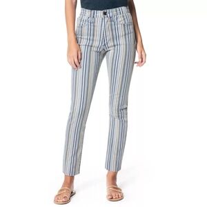 Joe's Jeans Luna High Rise Cigarette Ankle Jeans Candy Striped Raw Hems